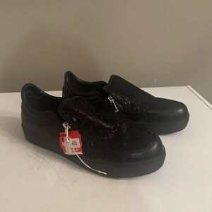 Wanted Black Sequin Slip-On Loafers